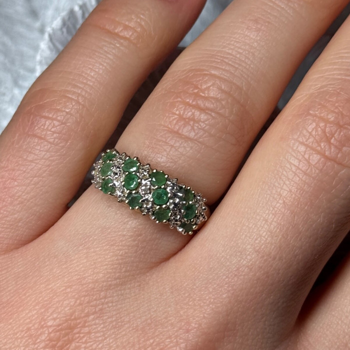 10K Yellow Gold Ring Emerald & Diamond Size 6