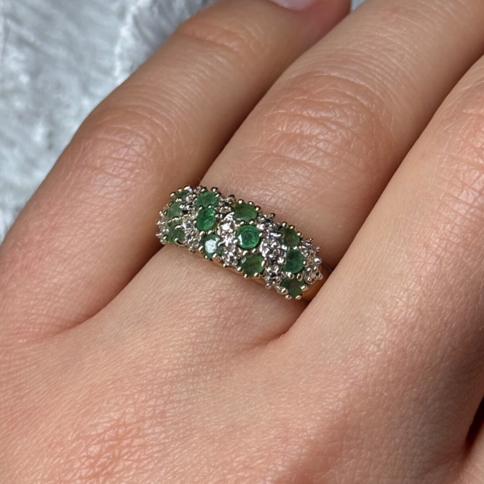 10K Yellow Gold Ring Emerald & Diamond Size 6