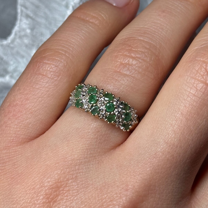 10K Yellow Gold Ring Emerald & Diamond Size 6