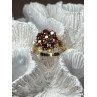 14K YELLOW GOLD RING GARNET FLOWER SIZE 5