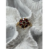 14K YELLOW GOLD RING GARNET FLOWER SIZE 5