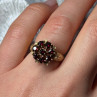 14K Yellow Gold Ring Garnet Flower Size 5