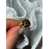 14K YELLOW GOLD RING GARNET FLOWER SIZE 5