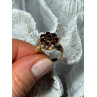 14K YELLOW GOLD RING GARNET FLOWER SIZE 5