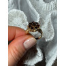 14K YELLOW GOLD RING GARNET FLOWER SIZE 5