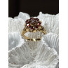 14K YELLOW GOLD RING GARNET FLOWER SIZE 5