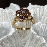 14K Yellow Gold Ring Garnet Flower Size 5