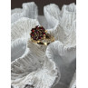14K YELLOW GOLD RING GARNET FLOWER SIZE 5