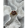 14K YELLOW GOLD RING GARNET FLOWER SIZE 5