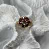 14K Yellow Gold Ring Garnet Flower Size 5