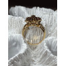 14K YELLOW GOLD RING GARNET FLOWER SIZE 5