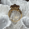 14K Yellow Gold Ring Garnet Flower Size 5