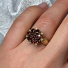 14K Yellow Gold Ring Garnet Flower Size 5