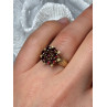 14K YELLOW GOLD RING GARNET FLOWER SIZE 5