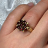 14K Yellow Gold Ring Garnet Flower Size 5