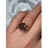 14K YELLOW GOLD RING GARNET FLOWER SIZE 5