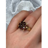 14K YELLOW GOLD RING GARNET FLOWER SIZE 5