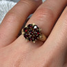 14K Yellow Gold Ring Garnet Flower Size 5
