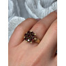 14K YELLOW GOLD RING GARNET FLOWER SIZE 5