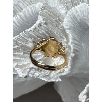 14K YELLOW GOLD AMBER ELEGANT RING SIZE 5