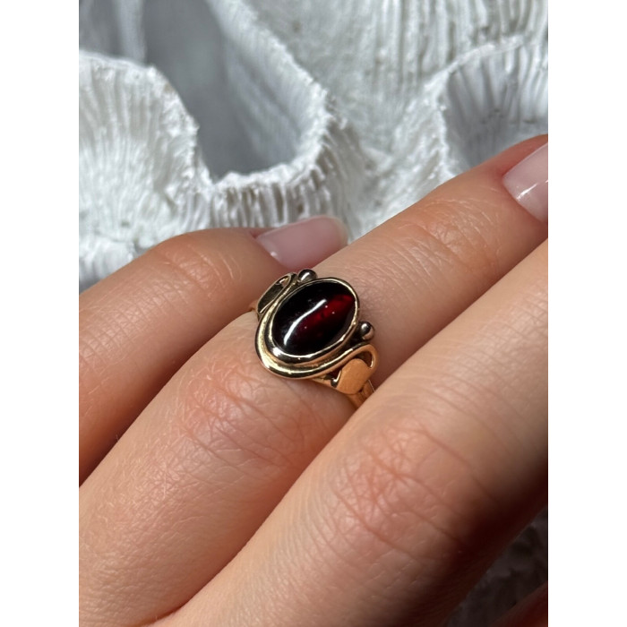 14K YELLOW GOLD AMBER ELEGANT RING SIZE 5