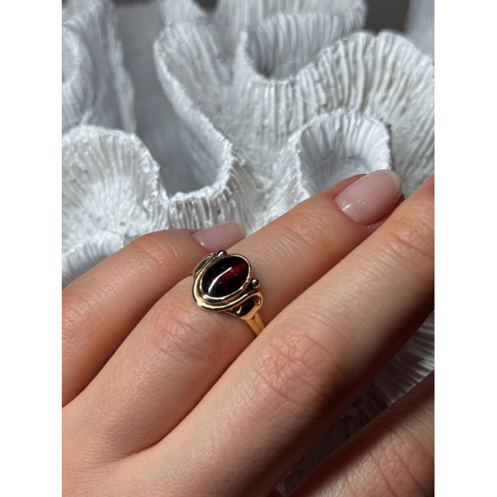 14K YELLOW GOLD AMBER ELEGANT RING SIZE 5