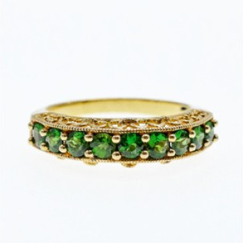 925 Sterling Silver Gold Plated Peridot Ring Size 10.25