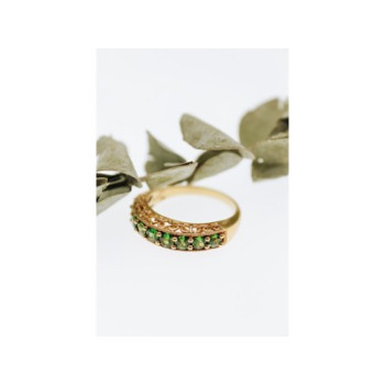 925 Sterling Silver Gold Plated Peridot Ring Size 10.25