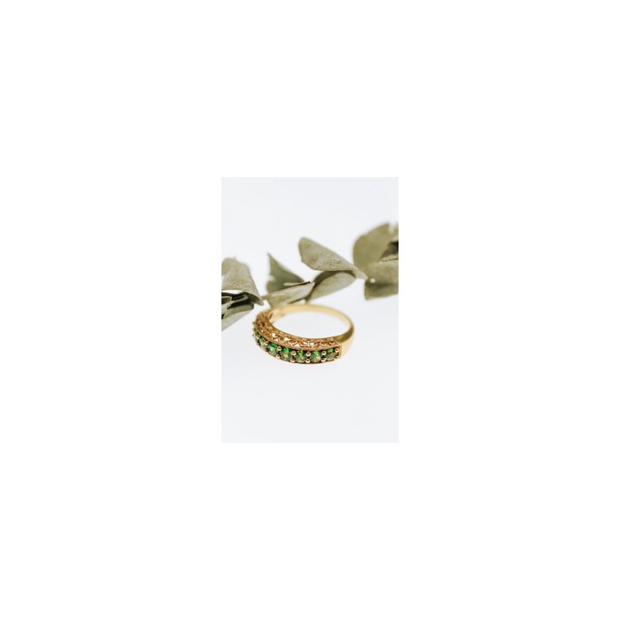 925 Sterling Silver Gold Plated Peridot Ring Size 10.25
