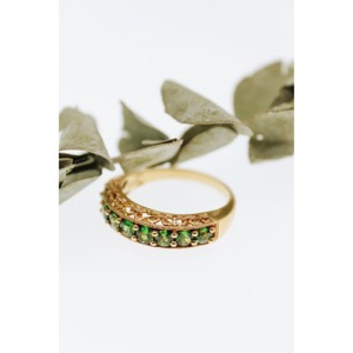 925 Sterling Silver Gold Plated Peridot Ring Size 10.25