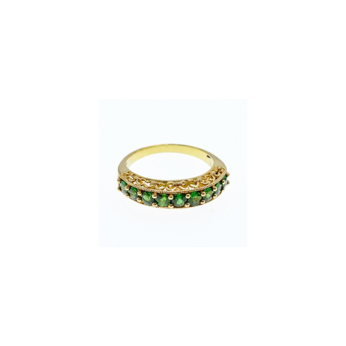 925 Sterling Silver Gold Plated Peridot Ring Size 10.25