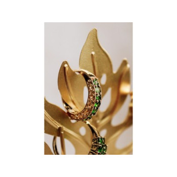 925 Sterling Silver Gold Plated Peridot Ring Size 10.25