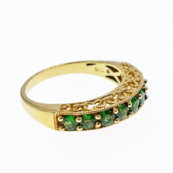 925 Sterling Silver Gold Plated Peridot Ring Size 10.25