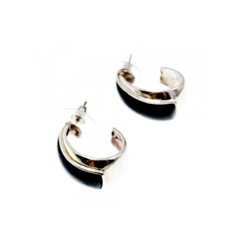 925 Sterling Silver Black Nephrite Stud Earrings