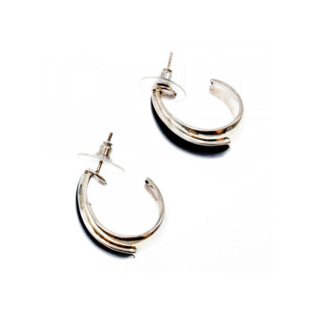 925 Sterling Silver Black Nephrite Stud Earrings