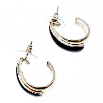 925 Sterling Silver Black Nephrite Stud Earrings