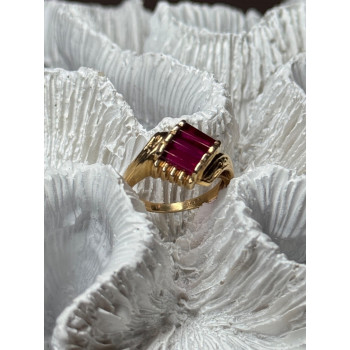 14K YELLOW GOLD RING RUBY SIZE 2.5