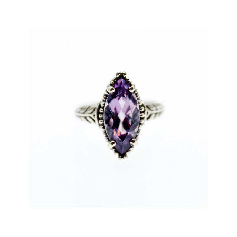 Vintage 925 Sterling Silver Amethyst Ring Size 6