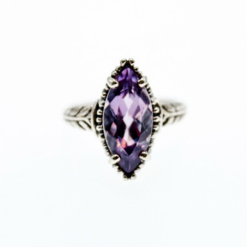 Vintage 925 Sterling Silver Amethyst Ring Size 6