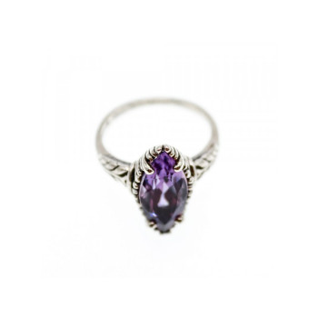 Vintage 925 Sterling Silver Amethyst Ring Size 6