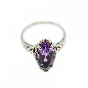 Vintage 925 Sterling Silver Amethyst Ring Size 6