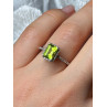 10K WHITE GOLD RING PERIDOT & DIAMONDS SIZE 6.5