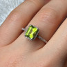 10K White Gold Ring Peridot & Diamonds Size 6.5