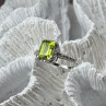 10K White Gold Ring Peridot & Diamonds Size 6.5