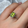 10K White Gold Ring Peridot & Diamonds Size 6.5