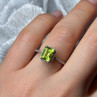 10K White Gold Ring Peridot & Diamonds Size 6.5
