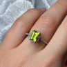 10K White Gold Ring Peridot & Diamonds Size 6.5