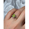 10K WHITE GOLD RING PERIDOT & DIAMONDS SIZE 6.5