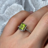 10K White Gold Ring Peridot & Diamonds Size 6.5