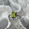 10K White Gold Ring Peridot & Diamonds Size 6.5